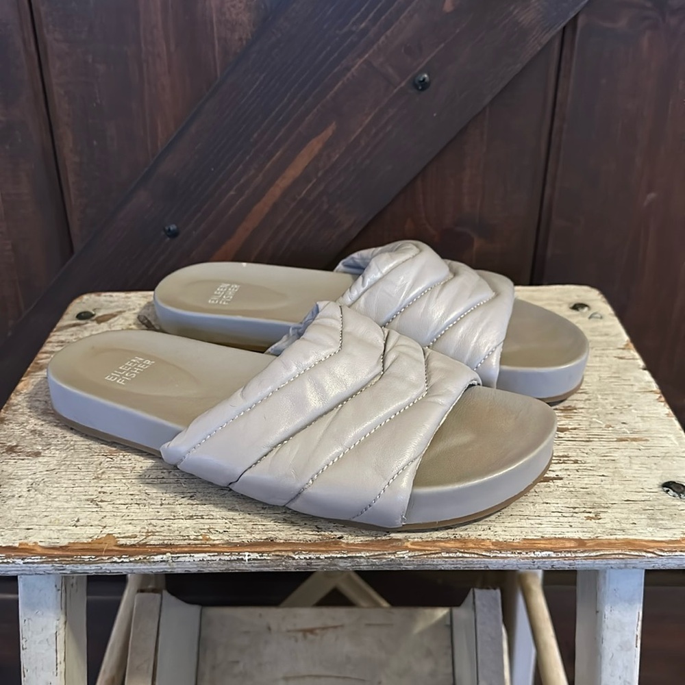 EILEEN FISHER Haze Nappa Leather Slide Sandal Size 8
